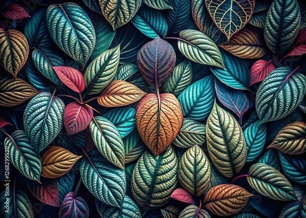 Fototapeta Surreal Organic Leaf Silhouettes Repeating Pattern Background - Abstract Nature Photography