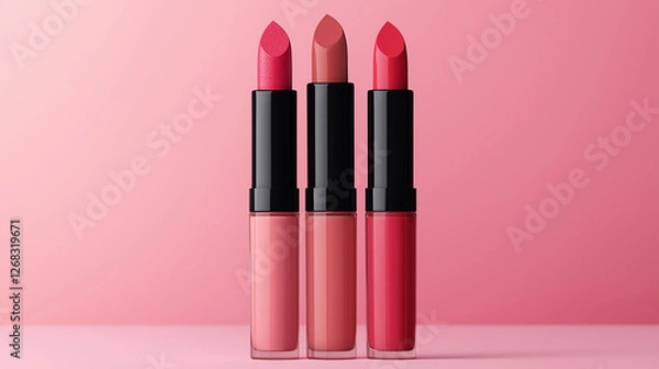 Fototapeta Elegant Lipstick and Lip Gloss Collection in Various Shades – AI Generated Image