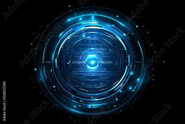 Fototapeta A detailed futuristic vector illustration of a blue circuit board with intricate digital tech elements.