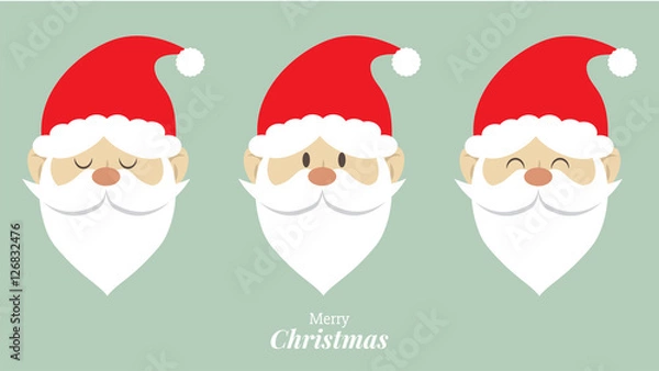 Obraz cute santa claus emotion face. christmas design concept. vector illustration.