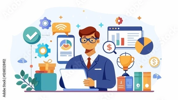 Obraz A specialized virtual assistant service concept focusing on a specific industry or niche, such as real estate, healthcare, or e-commerce, offering specialized skills and expertise to meet the unique