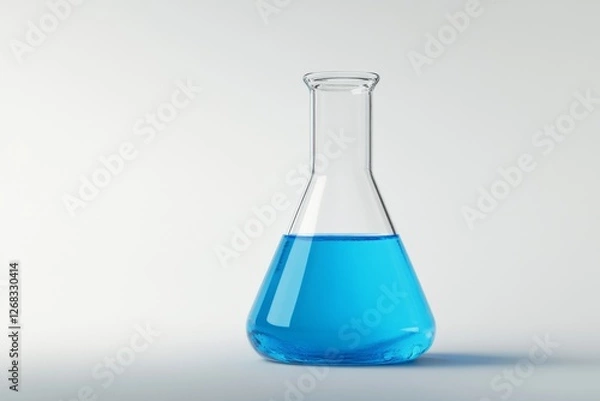 Fototapeta Blue liquid in flask, lab, science, experiment, research