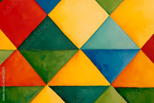 Fototapeta Detailed image of a vibrant abstract triangle background with overlapping shapes and bold colors, creating a dynamic and modern atmosphere.
