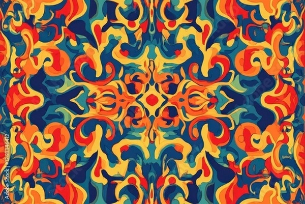 Obraz Psychedelic swirling colors in a seamless, vibrant abstract pattern.