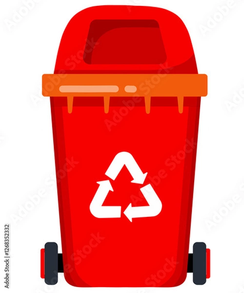 Obraz Red trash can icon isolated on white background for plastic and metal waste. Recycle bin or rubbish bin vector illustration. Symbolizing or sorting garbage, save earth, and waste separation. 