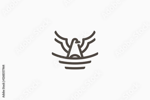 Fototapeta eagle's nest logo in line style with an eagle perched on top of the nest