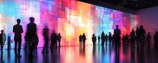Obraz Gallery crowd views vibrant digital art