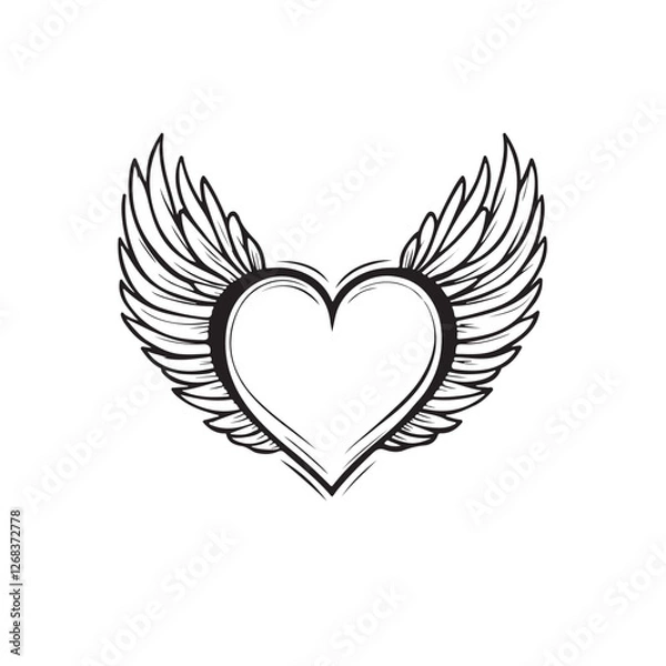 Fototapeta heart with wings Vector 