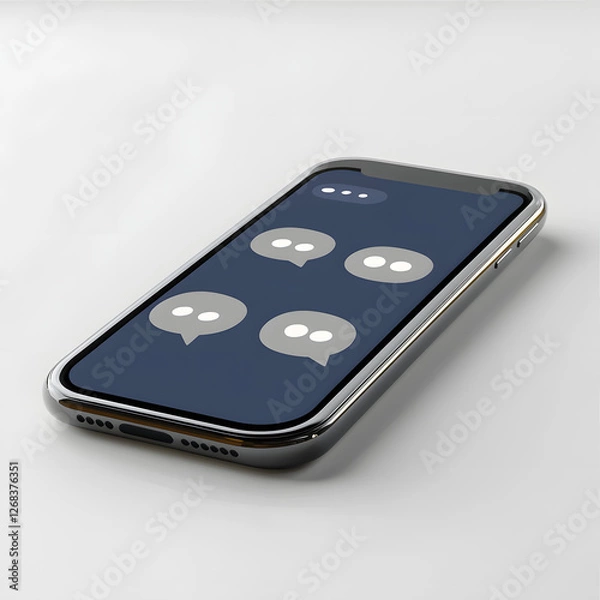 Fototapeta A cell phone with a blue background and four white dots on it