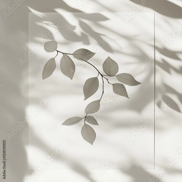 Fototapeta Minimalist Botanical Shadow Art with Gentle Tones