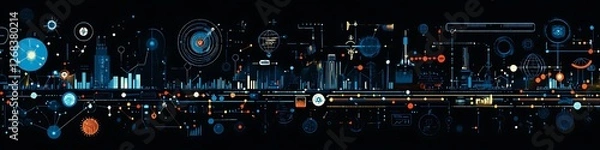 Fototapeta Abstract Digital Data Visualization Network System