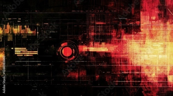 Fototapeta A business-themed background with graphs and digital interfaces Stock photo