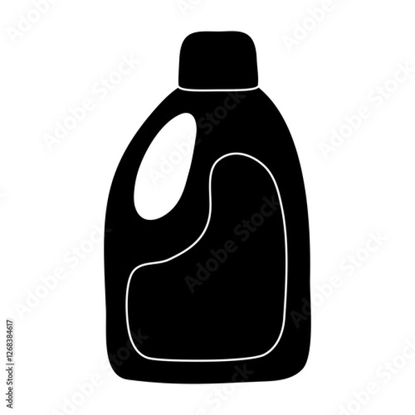 Obraz Black silhouette of bottle with cleaning or washing detergent, glyph icon flat vector