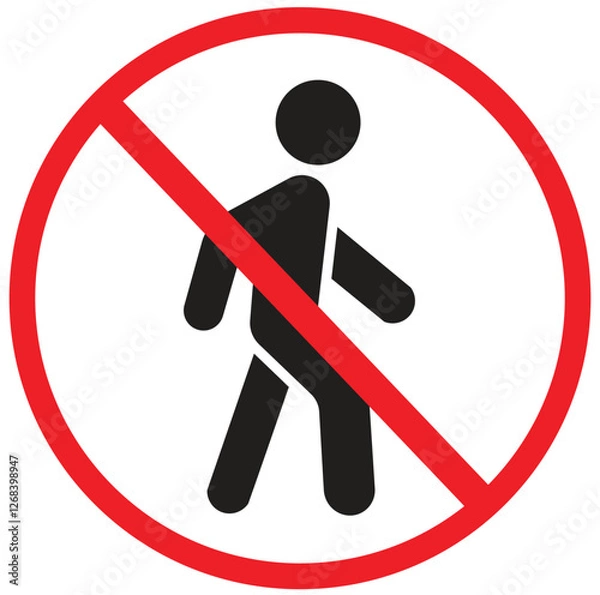 Fototapeta vector illustration signage no trespassing or forbidden running or walking icon