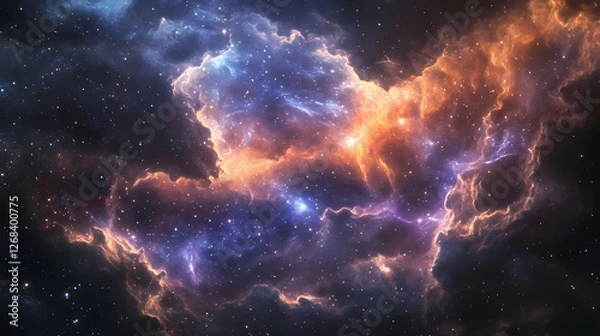 Fototapeta Galactic remnants: unique cloud formations from star explosions in outer space. Galactic Mosaic Skies. Illustration