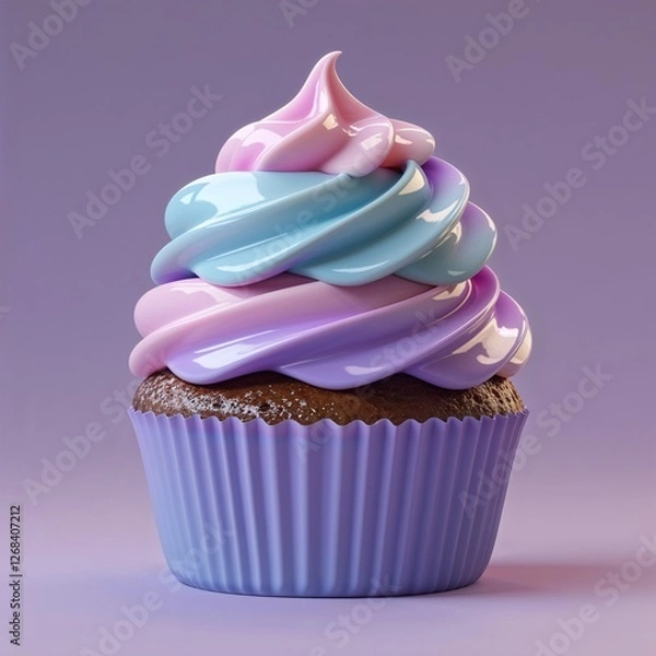 Obraz 

A 3D Render of a Frosted Cupcake: Swirls of Pink, Blue, and Lavender Frosting Grace a Chocolate Base, Nestled in a Matching Purple Wrapper, a Sweet Treat Imagined in Bhakkar.











