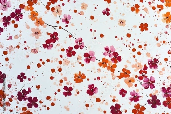 Obraz Floral pattern on white background.