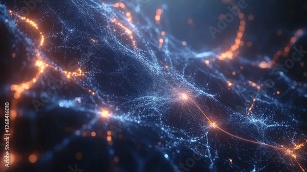 Fototapeta Glowing Network Data Streams, Abstract Background, Digital Technology