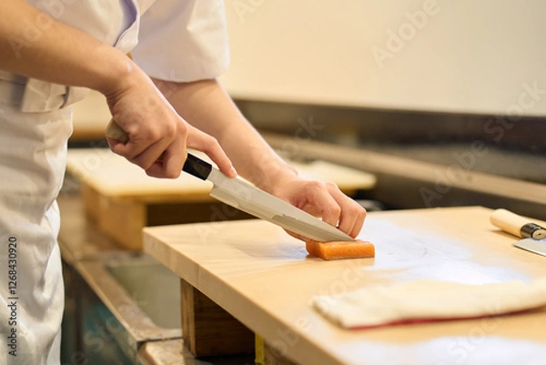 Fototapeta 調理をする和食の料理人