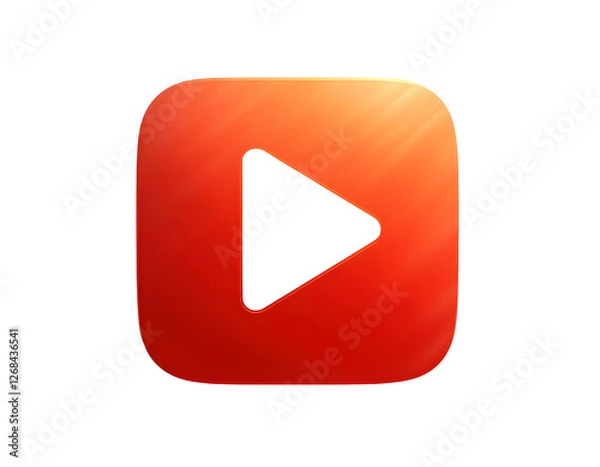 Fototapeta Play Button Icon: Red Glossy Square Media Player