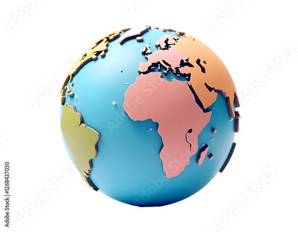 Fototapeta Stylized Earth Globe: A Colorful 3D Render of Our Planet