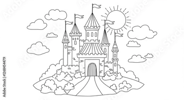 Obraz Desenho para colorir castelo