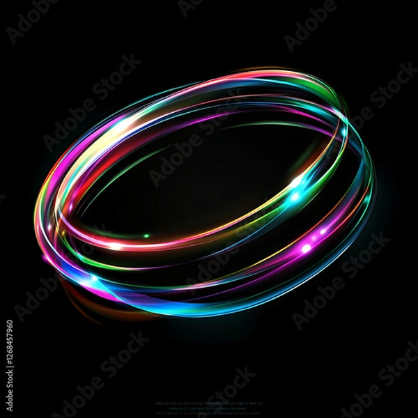 Fototapeta Vibrant Light Rings Optical Illusion Abstract Art Design on Dark Backdrop