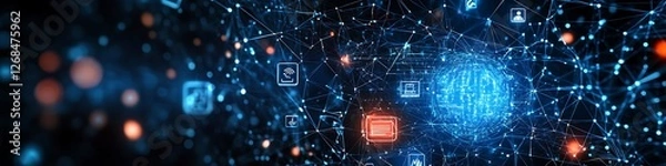 Fototapeta Global Network Data Visualization Abstract Design