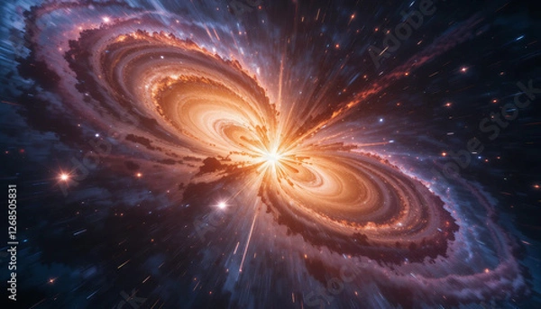 Fototapeta Epic Time-Lapse: Distant Galaxy Collision in Stunning Cosmic Light
