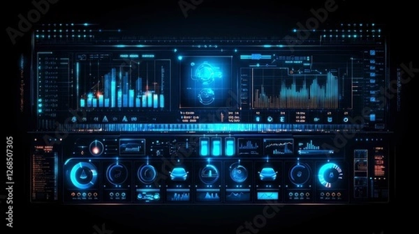 Obraz Futuristic HUD Interface Advanced Car Telematics and Data Visualization