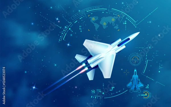 Fototapeta graphic of air fighter with futuristic radar interface