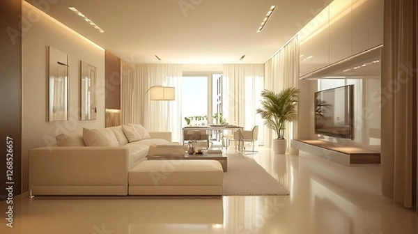 Fototapeta Modern Beige Living Room Interior Design