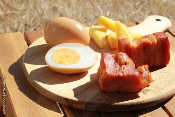 Obraz 燻製卵とチーズとベーコンのイメージ