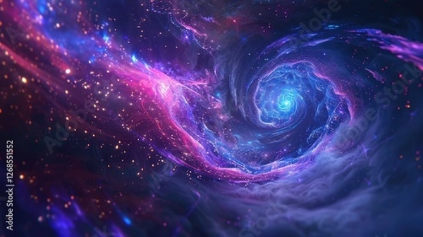 Obraz Abstract picture wonderful purple wave in nebula style design connect and flow express energy dynamic represent connection of star in universe or plasma scatter on space with mysterious scene. AIG53.