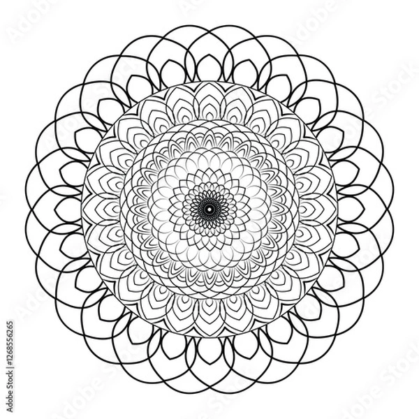 Fototapeta Abstract spiral mandala in black and white for your medium content creative work book.