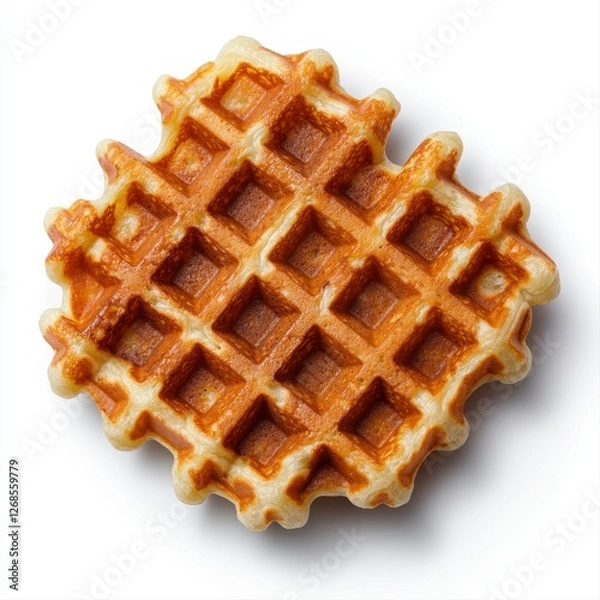 Fototapeta Belgian waffle topped with caramel sauce isolated on transparent background