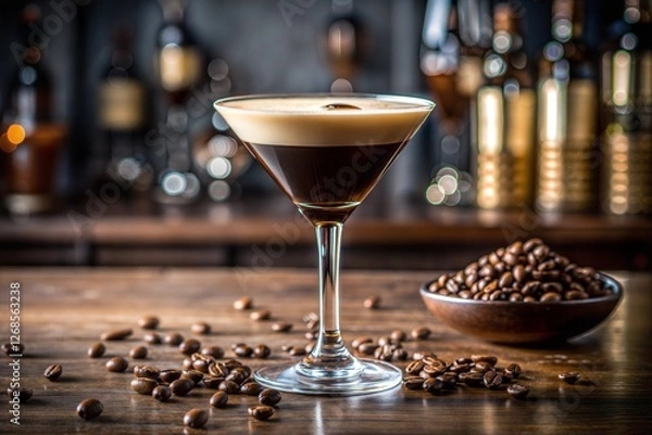 Obraz Coffee martini with coffee beans elegant and refreshing drink