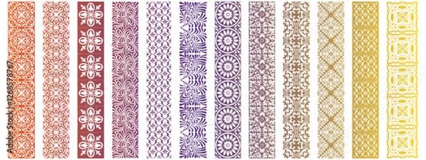 Obraz Kufi seamless pattern mega collection. Seamless Islamic pattern icon bundle