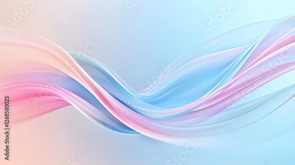 Fototapeta Abstract pastel wave design with flowing curves and smooth blending colors for creative backgrounds.