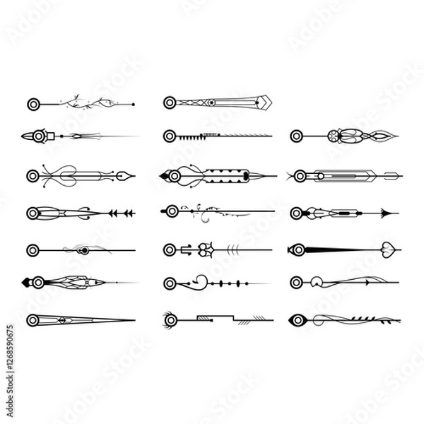 Fototapeta Big Set Black Simple Line Collection Doodle Border Elements Vector Design Style Sketch Isolated Illustration For Banner