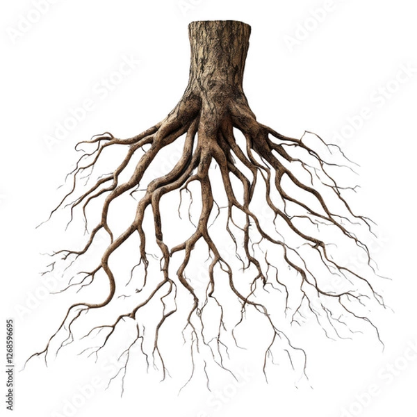 Obraz Tree roots on a white isolate background