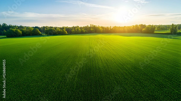 Obraz Vibrant Green Field at Sunset
