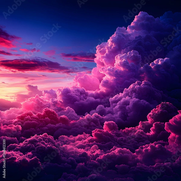 Fototapeta Vibrant Pink And Purple Clouds At Sunset