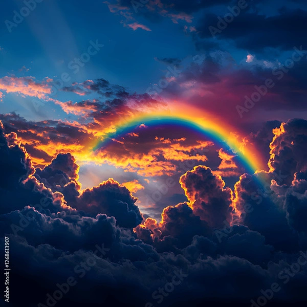 Fototapeta Vibrant Rainbow Sunset Over Dramatic Cloudscape