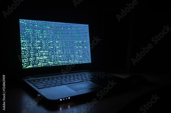 Fototapeta Программирование ночью на ноутбуке