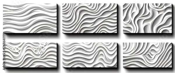 Fototapeta Abstract White Wave Pattern Design Background Textures Set for Modern Wallpaper