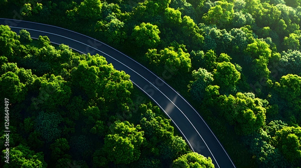 Obraz Winding Road Through Lush Green Forest