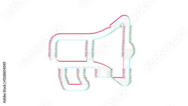 Fototapeta Icon bullhorn is distorted. Glitch. Noise, chromatic aberration, geometric distortion