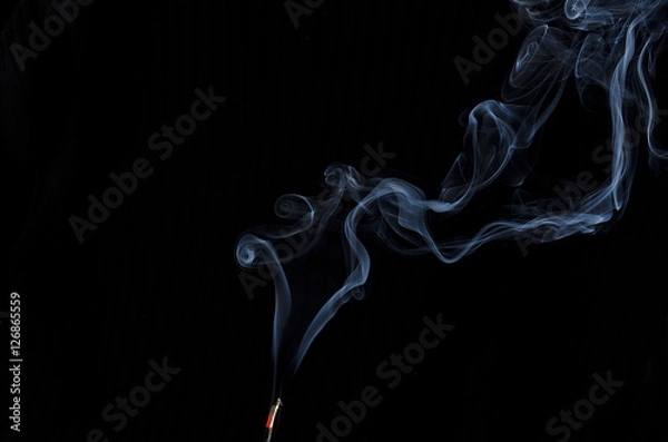 Obraz Incense Smoke on Black Background