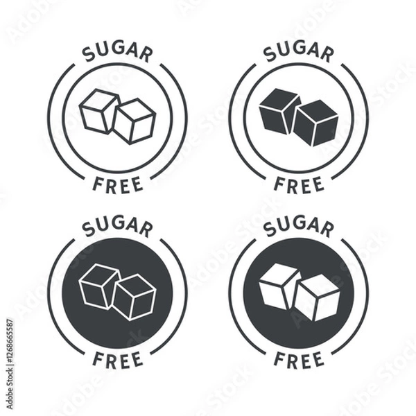 Obraz sugar free icon set, No sugar added label